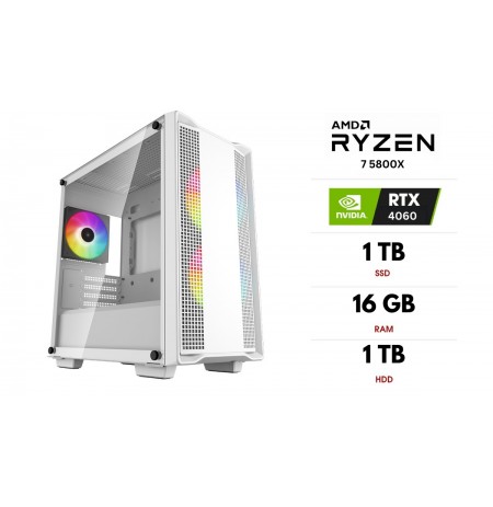 Stacionārais dators | AMD Ryzen 7 5800X, 16GB 3200MHz, SSD 1TB, HDD 1TB, RTX 4060