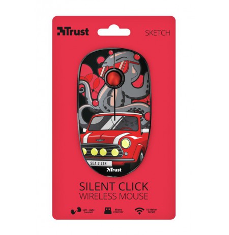 TRUST Sketch Silent Click sarkana bezvadu pele | 1600 DPI