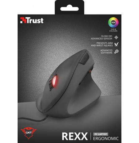 TRUST GXT 144 Rexx ergonomiska vertikāla pele ar vadu | 10000