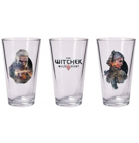 The Witcher 3 Wild Hunt Glass Set Geralt & Ciri pintes glāzes