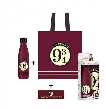 Harry Potter Platform 9 3/4 iepirkumu maisiņš, dzērājs un magnēts dāvanu komplekts