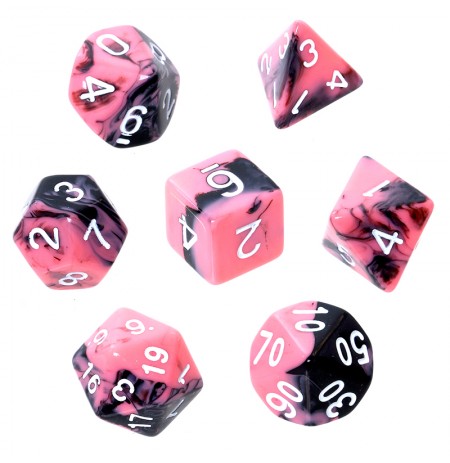REBEL RPG Dice Set - Two Color - Pink and Black