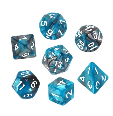 REBEL RPG Dice Set - Two Color - Steel and Blue