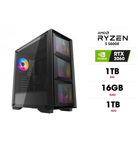 Personālais dators | AMD Ryzen 5 5600X, 16GB 3200MHz, SSD 1TB, HDD 1TB, RTX 3060