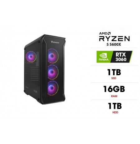 Personālais dators | AMD Ryzen 5 5600X, 16GB 3200MHz, SSD 1TB, HDD 1TB, RTX 3060