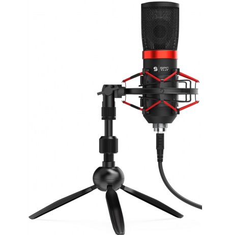 SPC Gear SM950T melns kondensatora mikrofons ar vadu + turētājs| USB