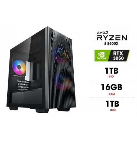Personālais dators | AMD Ryzen 5 5600X, 16GB 3200MHz, SSD 1TB, HDD 1TB, RTX 3050
