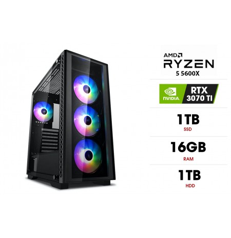 Personālais dators | AMD Ryzen 5 5600X, 16GB 3200MHz, SSD 1TB, HDD 1TB, RTX 3070 TI