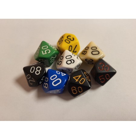 Chessex d10 (00-90) Polyhedral Dice (1 Pcs)