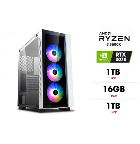 Stacionārais dators | AMD Ryzen 5 5600X, 16GB 3200MHz, SSD 1TB, HDD 1TB, RTX 3070
