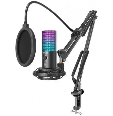 FIFINE T669 PRO3 vadu mikrofons ar RGB apgaismojumu un statīvu | USB
