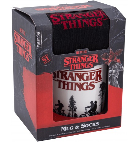 Stranger Things Logo krūze un zeķes dāvanu komplekts