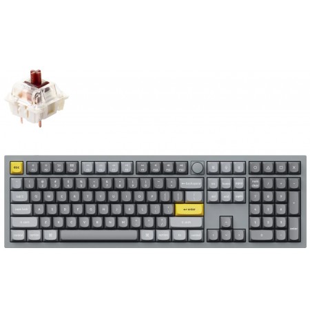 Keychron Q6 100% Silver Grey mechaninė klaviatūra (ANSI, RGB, Hot-Swap, Gateron Pro  Brown Switch)
